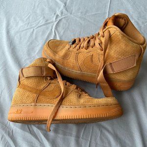 Nike Air Force 1 High sneakers, Wheat Tan color, Women's 7 running shoes